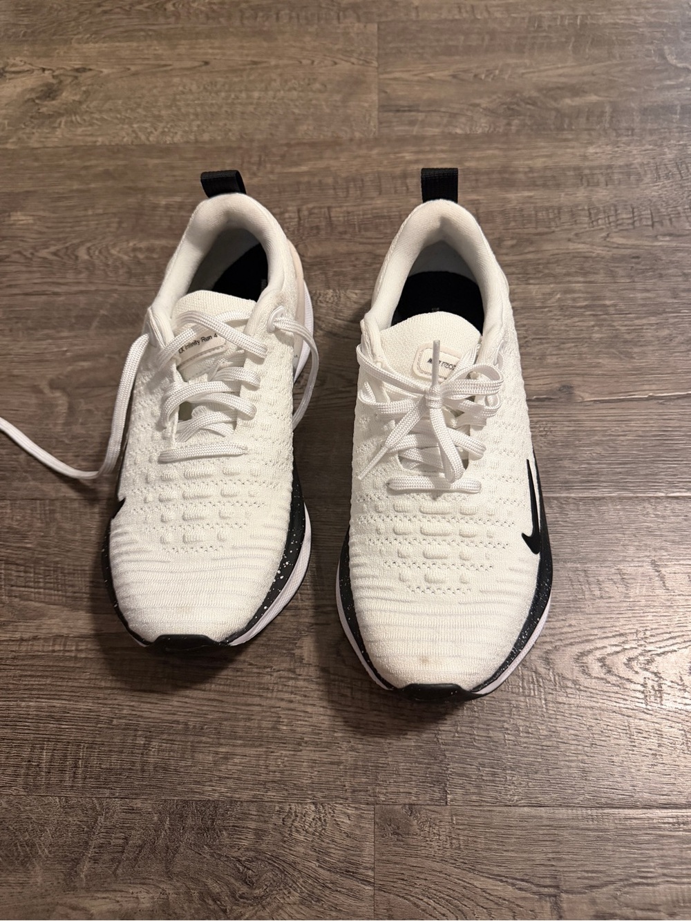 Nike White Knit Athletic Running Shoes with Black Details